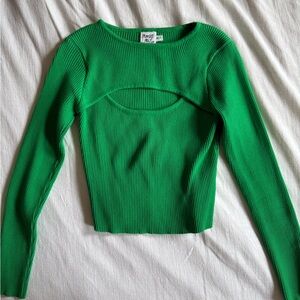 Princess Polly Green Ribbed Sweater